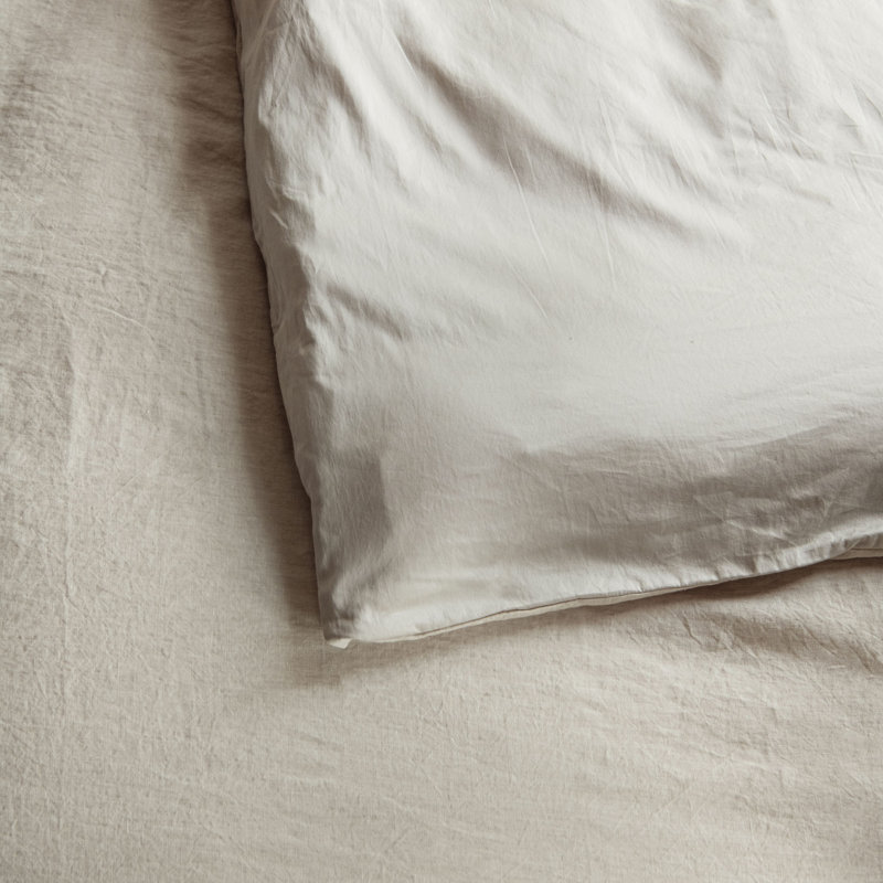 French Linen And Cotton Duvet Cover & Sham Set, Putty Heather, King Duvet Cover + 2 King Pillow Shams