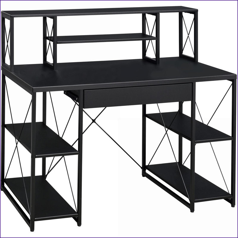 Latitude Run® Desks, Modern Home Office Desk with Hutch, Open Shelves ...