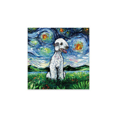 «Bedlington Terrier Night On Plastique / Acrylique» par Aja Treves, peinture