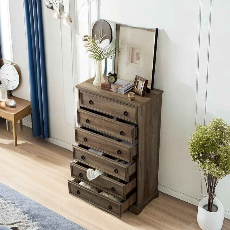 Commode 6 tiroirs Glenford, Brun