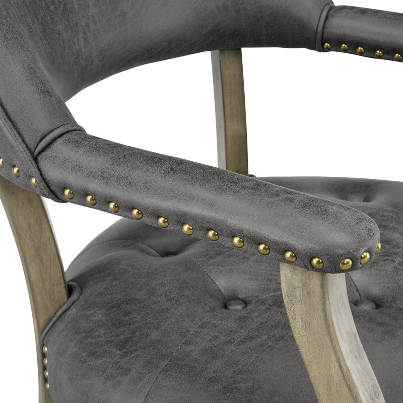 LUMERA Collection Swivel Tufted Arm Dining Chair Poker Chair Gray, Gray, Gray