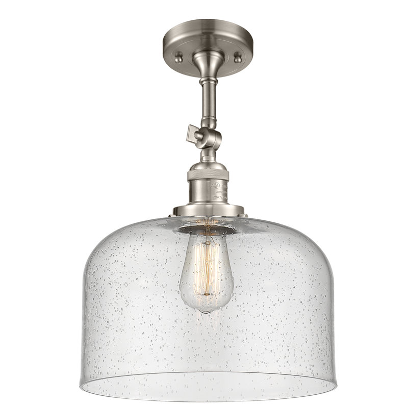 Plafonnier semi-encastré 1 lumière 12 po Temescal, Ampoule DEL 6 watts Vinage, Grainé, Nickel satiné brossé