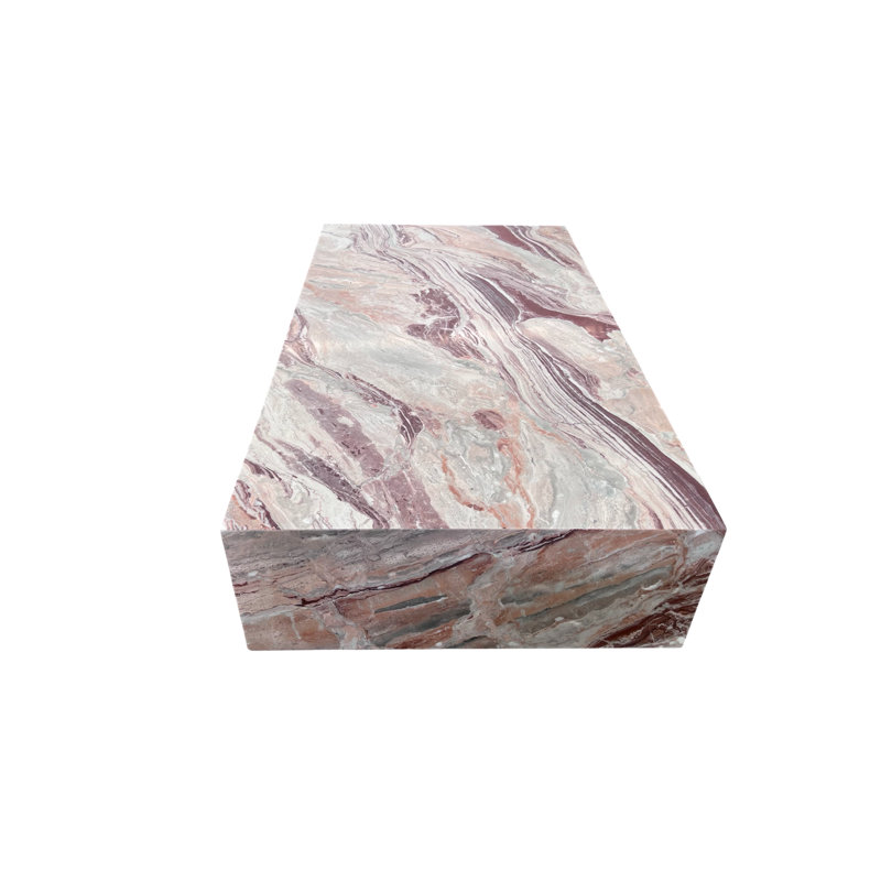Genuine Marble Block Coffee Table - Arabescato Orobico Rosso Marble, 54" Extra Large