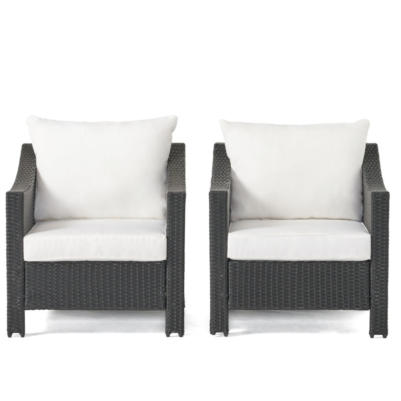 Armchair Outdoor Chairs - Black With Waterproof Cushions & Iron, 30"X33.5"X30", 35.21 Lb  2 2Pcs Club Water- Cushions, Pe And 30" D X 33.5" W H, Lbs