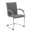 Ensemble de 2 chaises de bureau Neni, vinyle gris rembourré de mousse, porte-à-faux chromé-126708225
