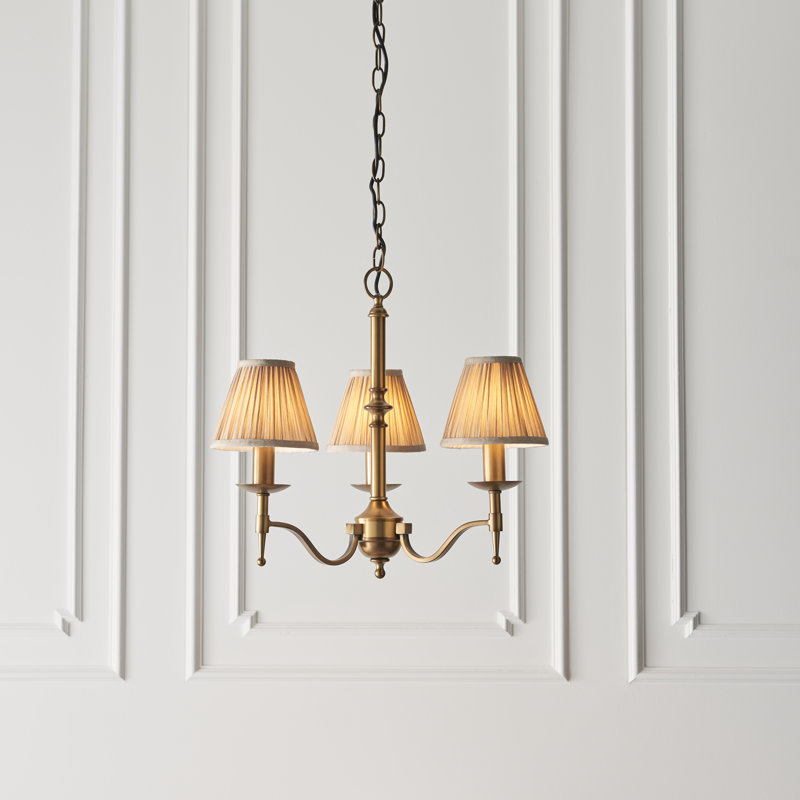 Emperador 3 - Light Shaded Chandelier, Brass, Beige