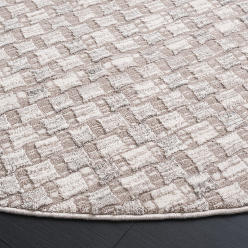 Latonyia Performance Geometric Rug, Round 6'7"