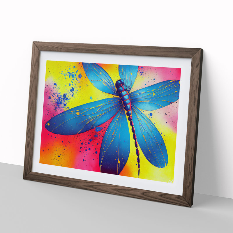 Dragonfly Splash Vol.1 Abstract - Single Picture Frame Print, Walnut Framed, 34cm H x 46cm W x 2cm D