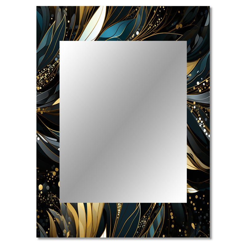 Breeauna bleu Boho Chic Feathers Charms - miroir décoratif boho, miroir mural boho, impression d'art en métal, 40 po x 30 po