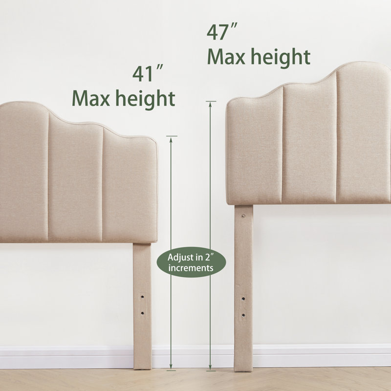 Upholstered Adjustable Headboard Twin Size Bed Set of 2, Beige