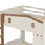 Grand lit superposé en bois massif avec lit gigogne, tablettes de rangement et crochets-786373750-786373705