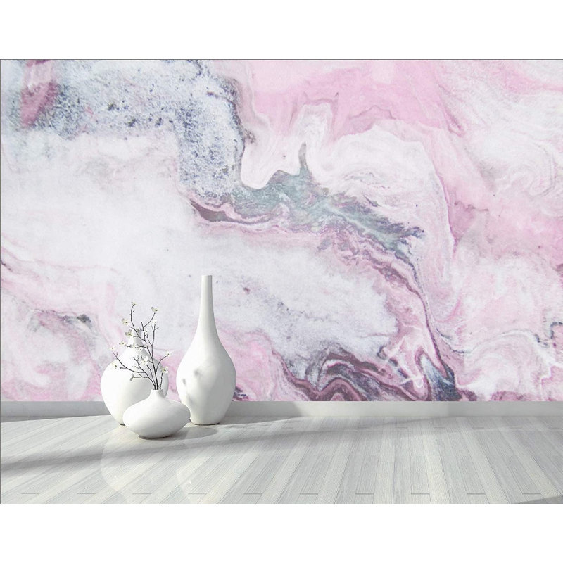 Papier peint amovible moderne en marbre rose, L 98,04 po x l 150 po