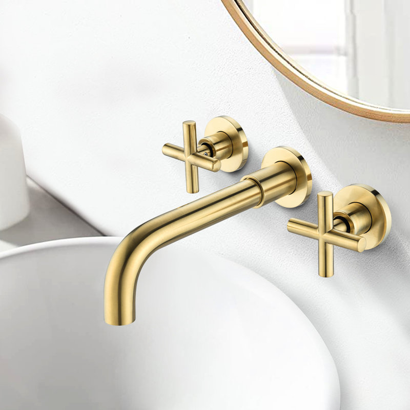 Robinet de lavabo de salle de bain fixé au mur - antirouille, drainage en douceur, résistance à la corrosion en nickel brossé, aérateur réducteur de bruit, option de bonde escamotable