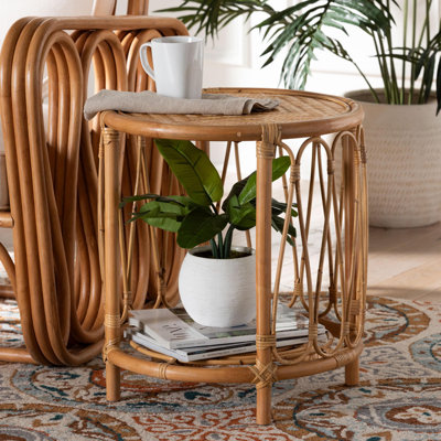Carboni Bohemian Light Honey Rattan End Table