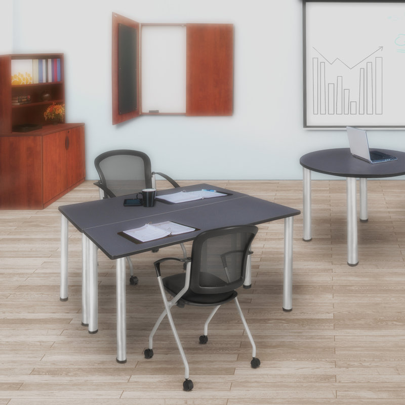 Plateau de table de formation Kee, H 29 po x L 48 po x l 24 po, Gris, Chrome