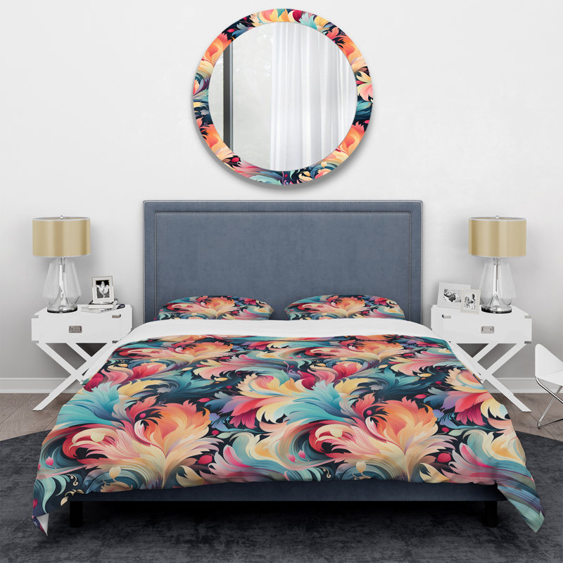 Ensemble de housse de couette Colorful Enchanted Ikat Whispers Swirl - Floral