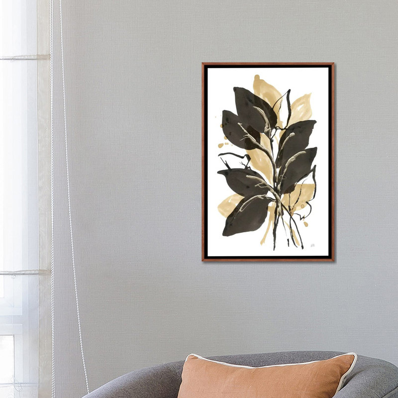 Feuilles naturelles II, Toile flottante classique avec cadre en bois, H 26 po x l 18 po x P 1,5 po