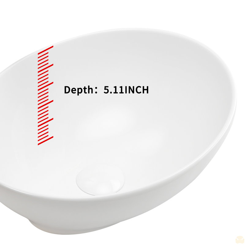 16" X 13" X 5.5" White Oval Ceramic Countertop Bathroom Vanity Vessel Sink
