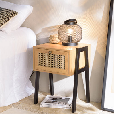 Esqueda 44cm W Manufactured Wood Bedside Table