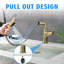 Robinet de vasque rétractable en or brossé - Robinet de lavabo de salle de bain à un trou avec bec relevable et modes de pulvérisation doubles-117992811