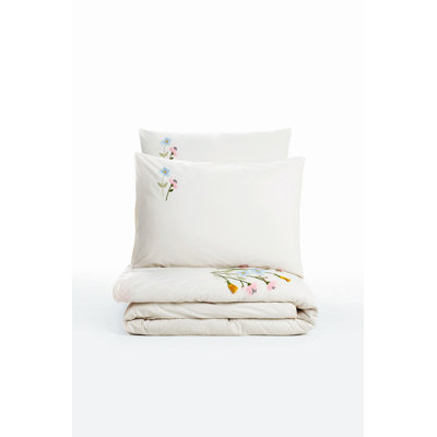 Ensemble de housse de courtepointe 100% coton Ranforce, 79 po x 87 po | Comprend 2 taies d'oreiller et taies d'oreiller Oxford, lavable à la machine, fermeture à boutons | Design élégant en rose, blanc, bleu et jaune pour les chambres confortables