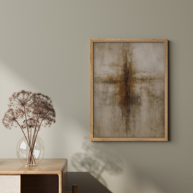 Reproduction d'art encadrée abstraite pour décoration intérieure moderne - 8 po x 10 po, H 10 po x l 8 po, Naturel