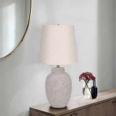 Lampe de table, abat-jour empire en lin ivoire, corps en urne crème classique, 22 po