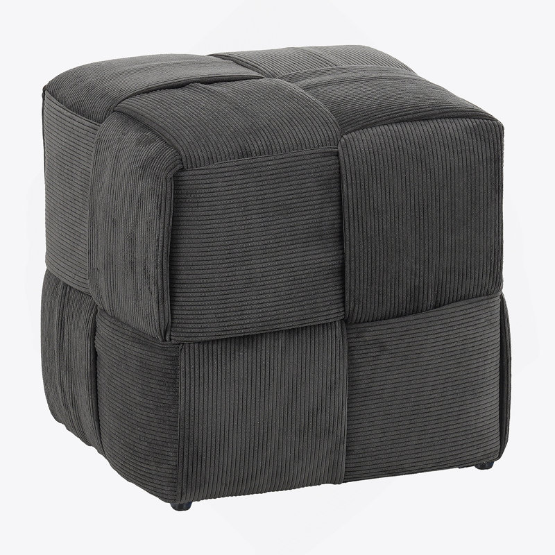Ottoman Foot Rest Soft And Comfortable Ottoman Square Corduroy Woven Design Sofa Stool (Grey), Gray