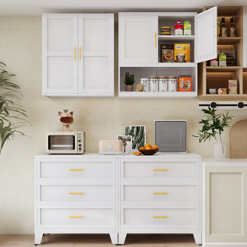 Armoire de rangement murale en métal avec 2 portes et tablettes, Blanc