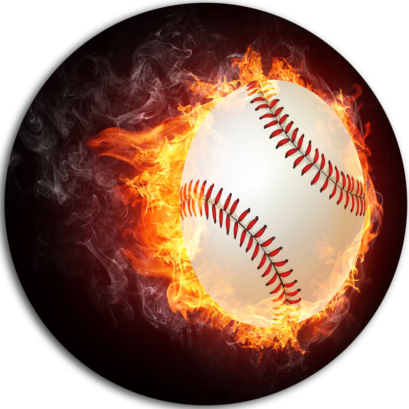 « baseball ball », impression sur métal, H 38 po x l 38 po x P 1 po