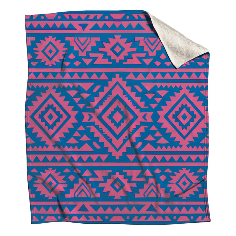 Couvertures à motif tribal rose et bleu, 50in W x 60in H