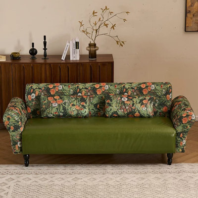 American-style fabric and leather sofa.