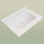 Surface solide l 30 po x P 22 po avec meuble-lavabo à simple cuve rectangulaire et comptoir avec drain pré-percé et dosseret en H 1,38 po