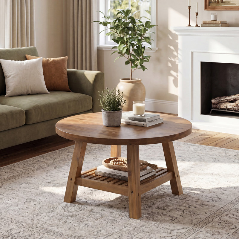 Table basse ronde en bois massif
