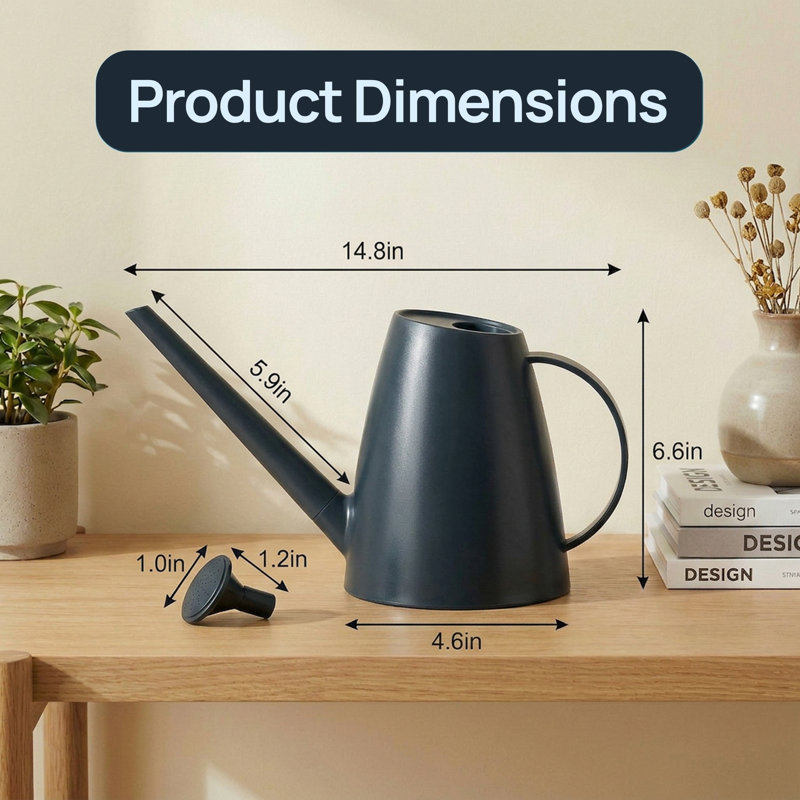 Arrosoir moderne en plastique avec bec long et étroit détachable et arroseur pour plantes d'intérieur, conçu pour un déversement contrôlé et une manipulation facile, capacité de 1,8 litre, bleu