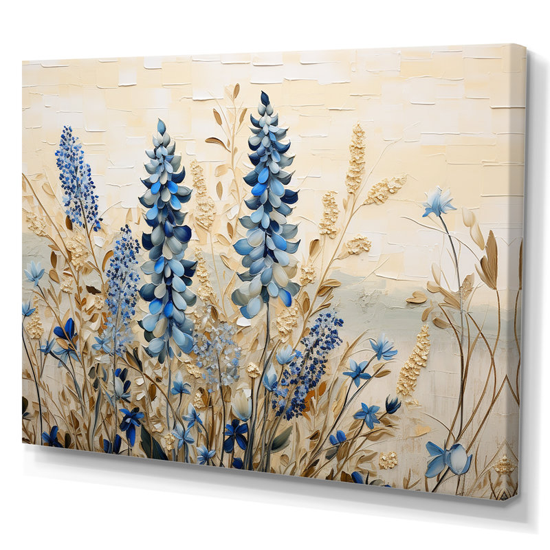 Élégant bonnet bleu et beige prairie IV - bonnet bleu, impressions sur toile PT107229, H 24 po x l 32 po x P 1 po