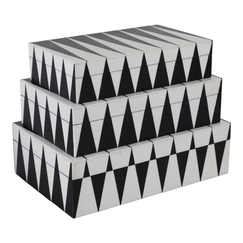 Resin, Wood & Non-Woven Fabric Decorative Storage Boxes - Modern Multipurpose Organizer for Stylish Spaces, Set of 3.
