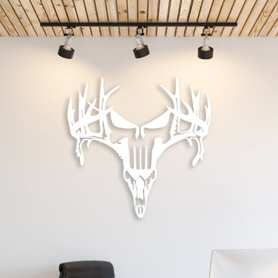 Art mural en métal cerf - chasse au crâne de la faune, décoration - silhouette de cerf suspendu - sculpture rustique chalet à thème - Art industriel moderne en métal - décoration intérieure aventure en plein air - pièce d'art audacieuse