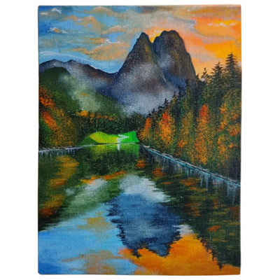 Paysage de montagne et de lac | Acrylique sur toile | Sakshi Agarwal