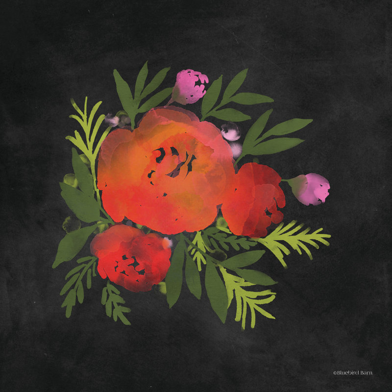 Fleur rouge par Bluebird Barn - impression, H 30 po x l 30 po, Toile tendue