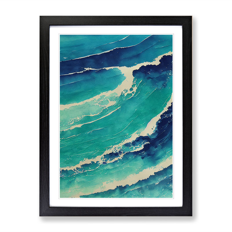 Watercolour Ocean Vol.7 - Single Picture Frame Print, 46cm H x 34cm W x 2cm D, Black