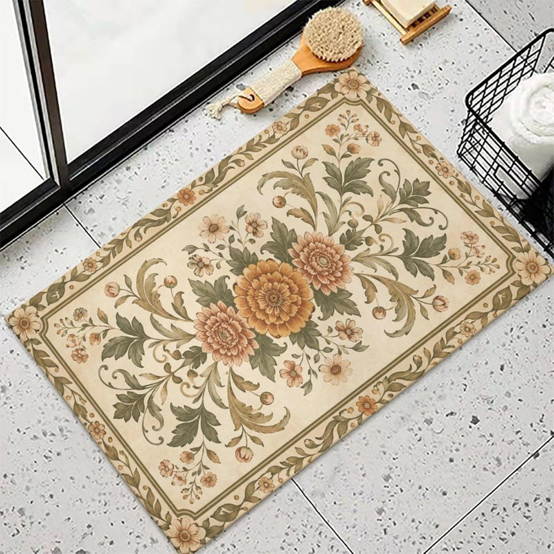 Tapis de salle de bain en flanelle Ornate, Single- 47.24" L x 17.72" W