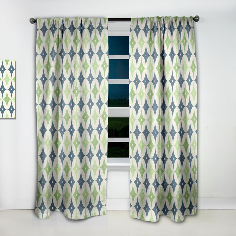 Retro Geometric Design V - Geometric Mid-Century Modern Blackout Curtain Single Panel, 52" W x 108" L