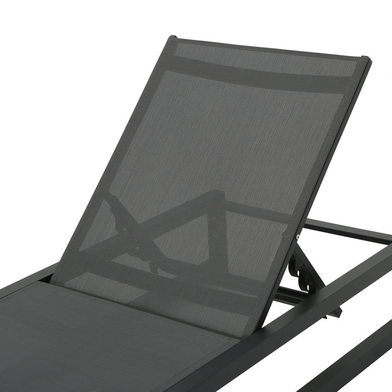 Chaise longue d'extérieur réglable à 5 niveaux, 1, Noir