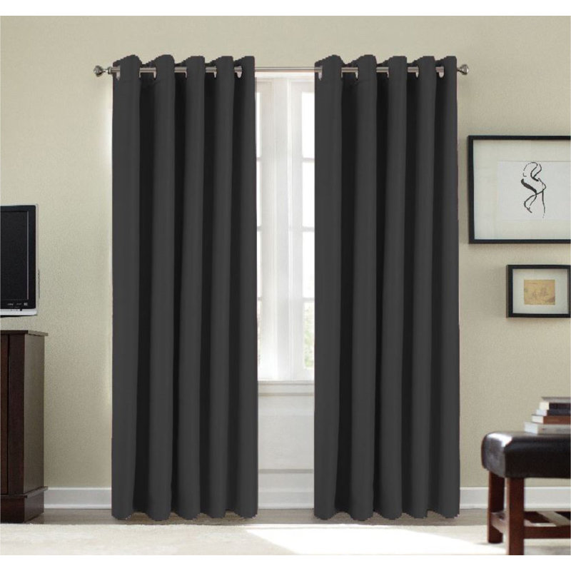 Dahlke Blackout Curtain Pair, Charcoal, 117cm Width x 183cm Drop