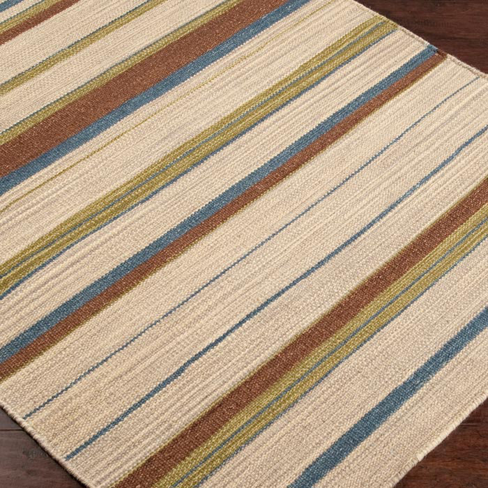 Tapis de zone taupe en laine handwoven à tissage plat Kinney, Rectangle 2 pi x 3 pi