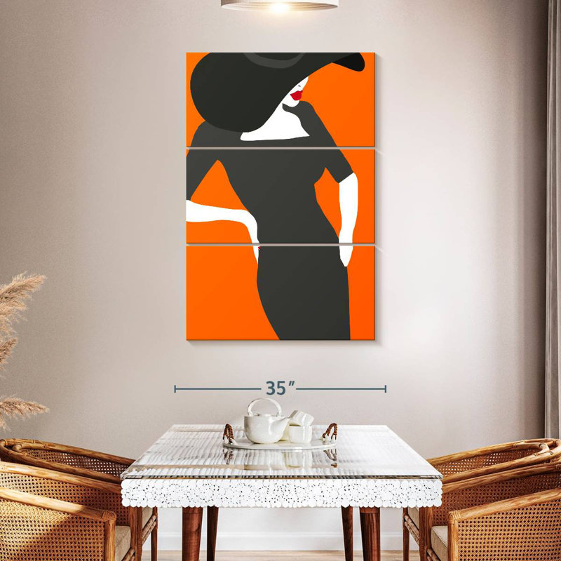 Dame sur fond orange