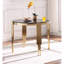 Table à manger 38,6 po ronde en verre trempé, table en verre trempé et pieds dorés polis, table de style moderne pour la maison et la cuisine. Salle à manger