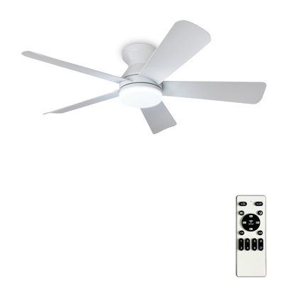 42" White Modern Ceiling Fan with Light and Remote