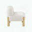 Chaise sans accoudoirs en toile de jute Glam Cream - Tissu moelleux - Pieds en bois